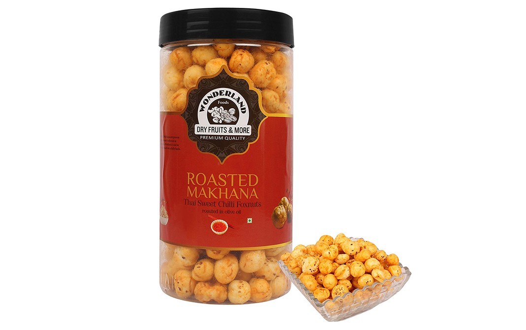 Wonderland Roasted Makhana, Thai Sweet Chilli Foxnuts   Plastic Jar  100 grams